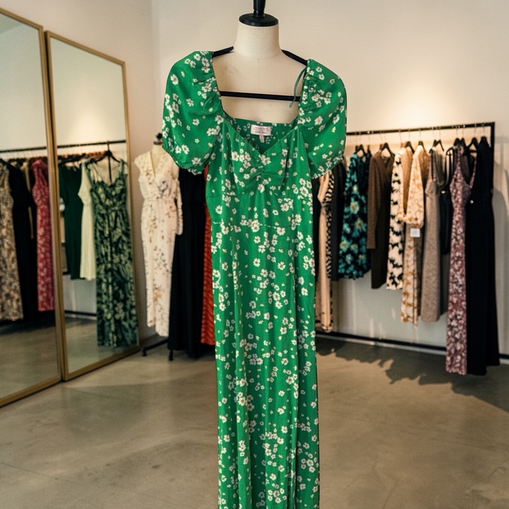 & Other Stories Green Floral Maxi Dress
